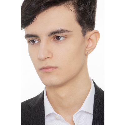 Mono orecchino in oro bianco 18k a 4 griffe con diamanti, uomo