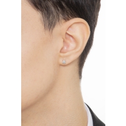 Mono orecchino in oro Bianco 18k a 4 griffe onda con diamante, Uomo 2