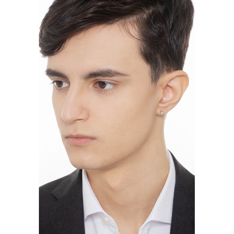 Mono orecchino in oro Bianco 18k a 6 griffe con diamante, Uomo