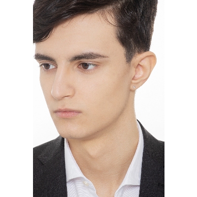 Mono orecchino in oro Bianco 18k a castone con diamante, Uomo