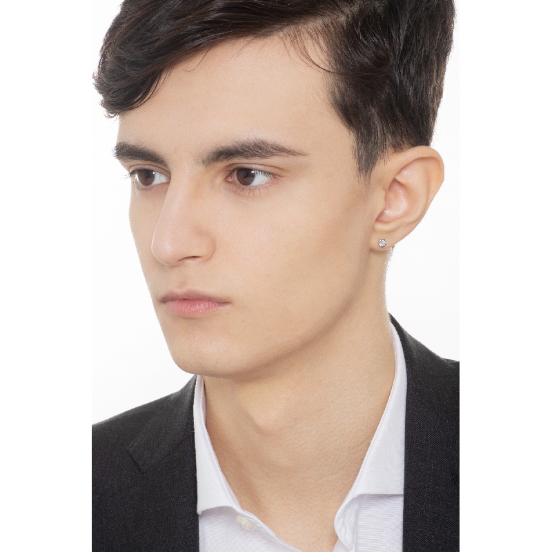 Mono orecchino punto luce in oro bianco 18k con diamanti, Uomo