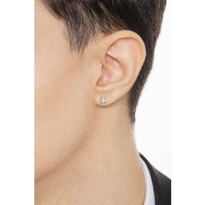 Mono orecchino punto luce in oro bianco 18k con diamanti, Uomo