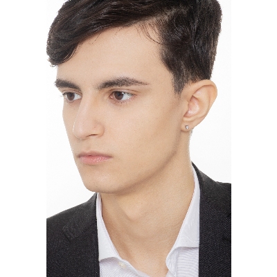 Mono orecchino punto luce in oro bianco 18k con diamante