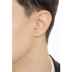 Orecchini A Punto Luce In Oro Bianco 18k Con Diamanti - Castone A Griffa 4 Punte, Colore H Purezza VS