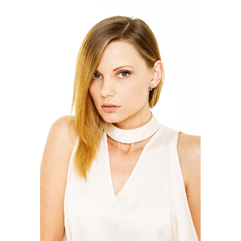 Rose gold 18k earrings with emeralds and diamonds 