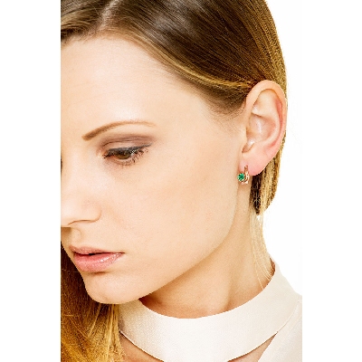 Rose gold 18k earrings with emeralds and diamonds 