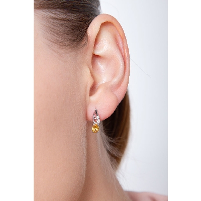 Fancy earrings with oval citrines and diamonds