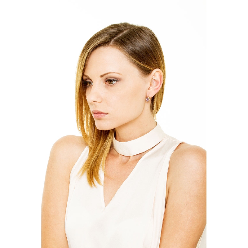 Yellow gold 18k earrings with amethysts and diamonds 