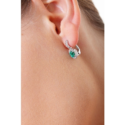 White gold 18k earrings with emeralds and diamonds 