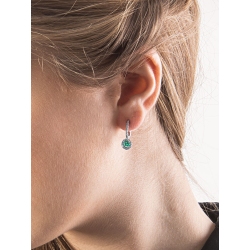White gold 18k drop earrings with emeralds and diamonds halo  2