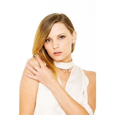 White gold 18k hoops with rubies and diamonds halo 