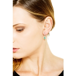 Hoops with emeralds and diamonds in 18k white gold  2