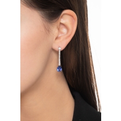 White gold 18k drop earrings with diamonds and blue sapphires 2