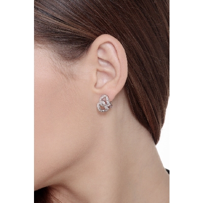 18k white gold groumette earrings with two diamonds links