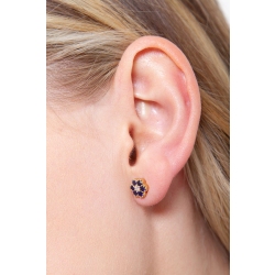 Cluster earrings in 18k yellow gold with sapphires and diamonds 2