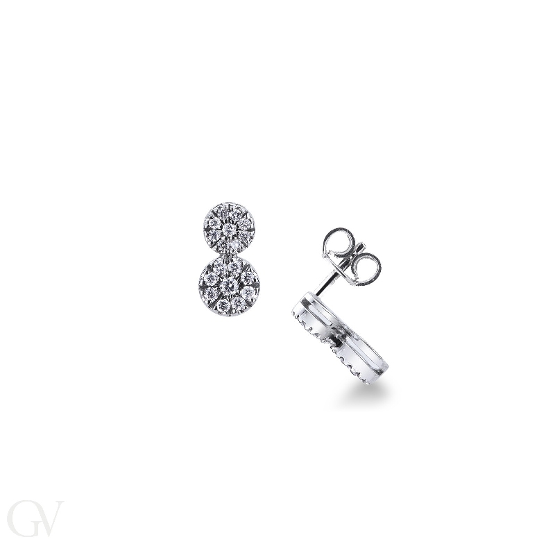 White gold 18k double diamond stud earrings 