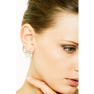18k white gold trilogy drop earrings with diamonds 