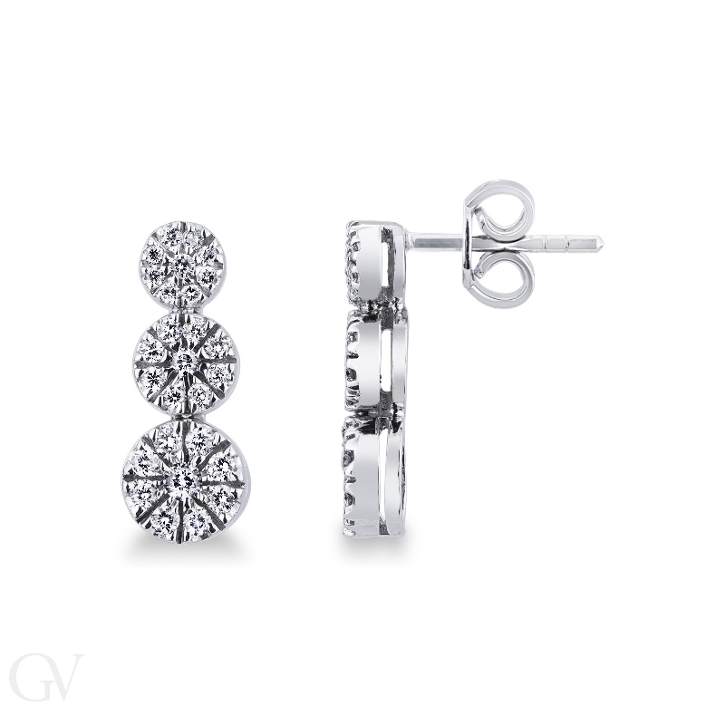 18k white gold trilogy drop earrings with diamonds 