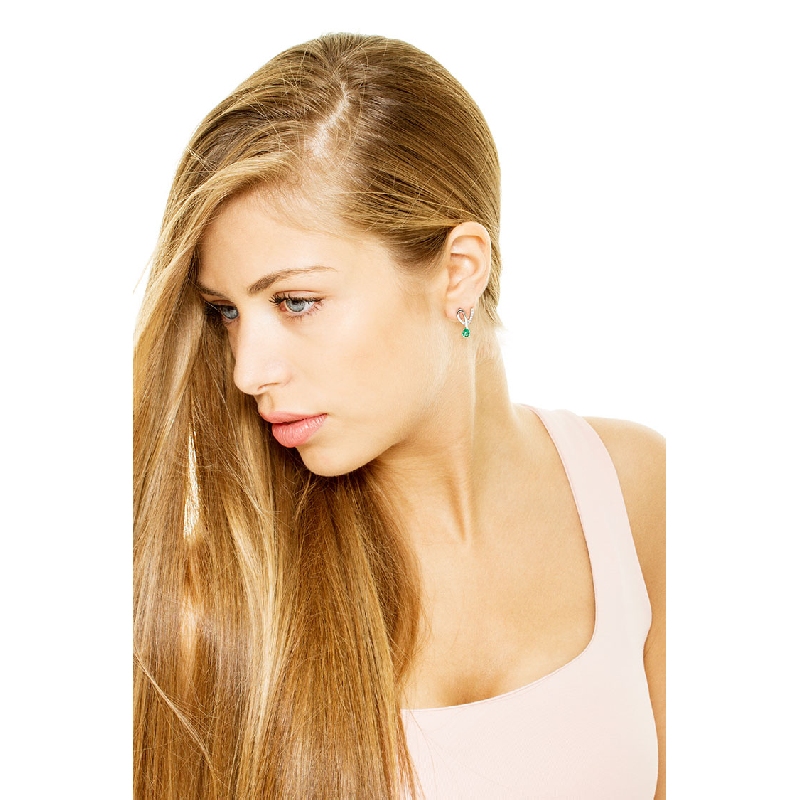 18k white gold earrings with diamonds and emeralds 