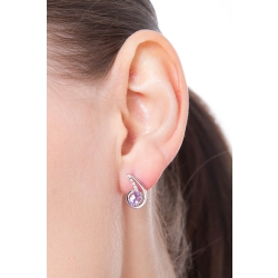 Fancy earrings in 18k white gold with diamonds and amethyst 2
