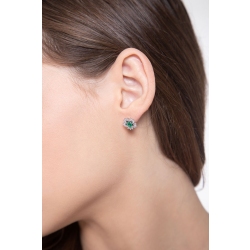 White gold 18k stud earrings with diamonds and emeralds  2