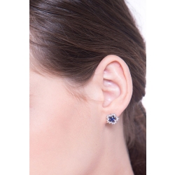 White gold 18k stud earrings with diamonds and blue sapphires  2