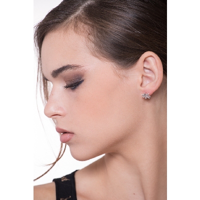 Sun earrings in 18k white gold with diamonds