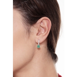 White gold 18k drop earrings with diamonds and emeralds flower shaped  2