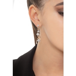 White and rose gold 18k drop earrings with diamonds pendants 2