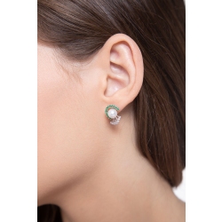 White gold 18k earrings with pearls, emeralds and diamonds  2