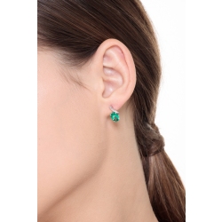 18k white gold fancy earrings with emeralds and round cut diamonds 2