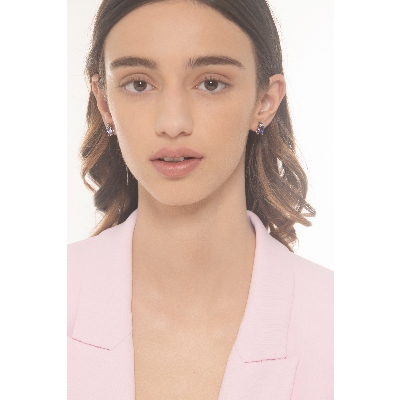 Earrings in white gold 18k with tanzanite and diamonds