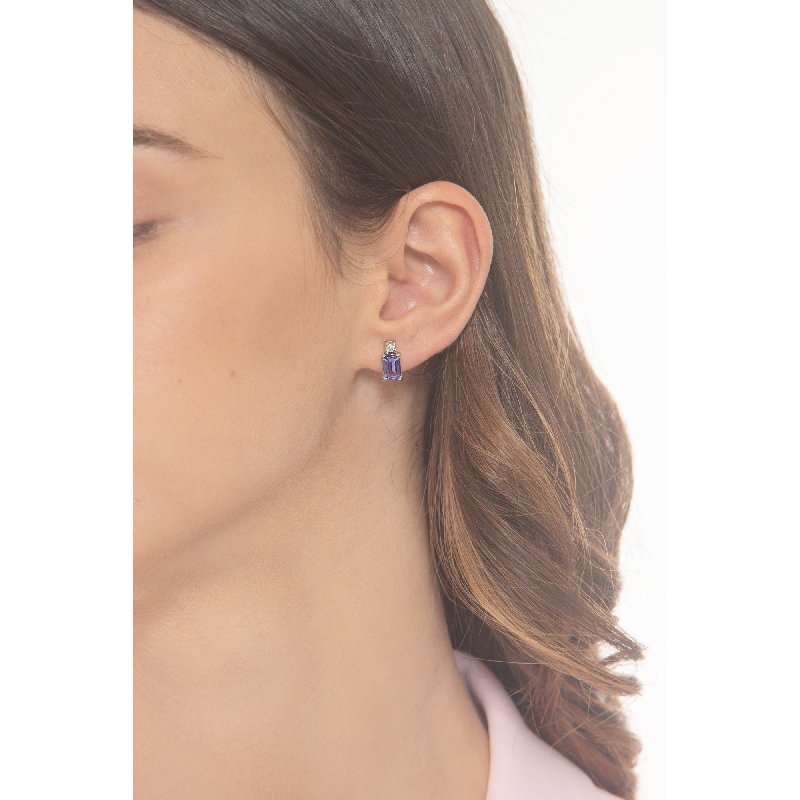 Earrings in white gold 18k with tanzanite and diamonds