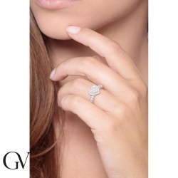 Elastic ring with diamonds heart in white gold 18k 2