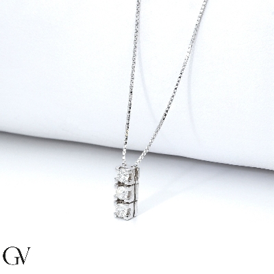 18k white gold necklace with diamond trilogy pendant