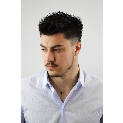 Collana in oro bianco 18k con ciondolo trilogy in diamanti neri, cm 50