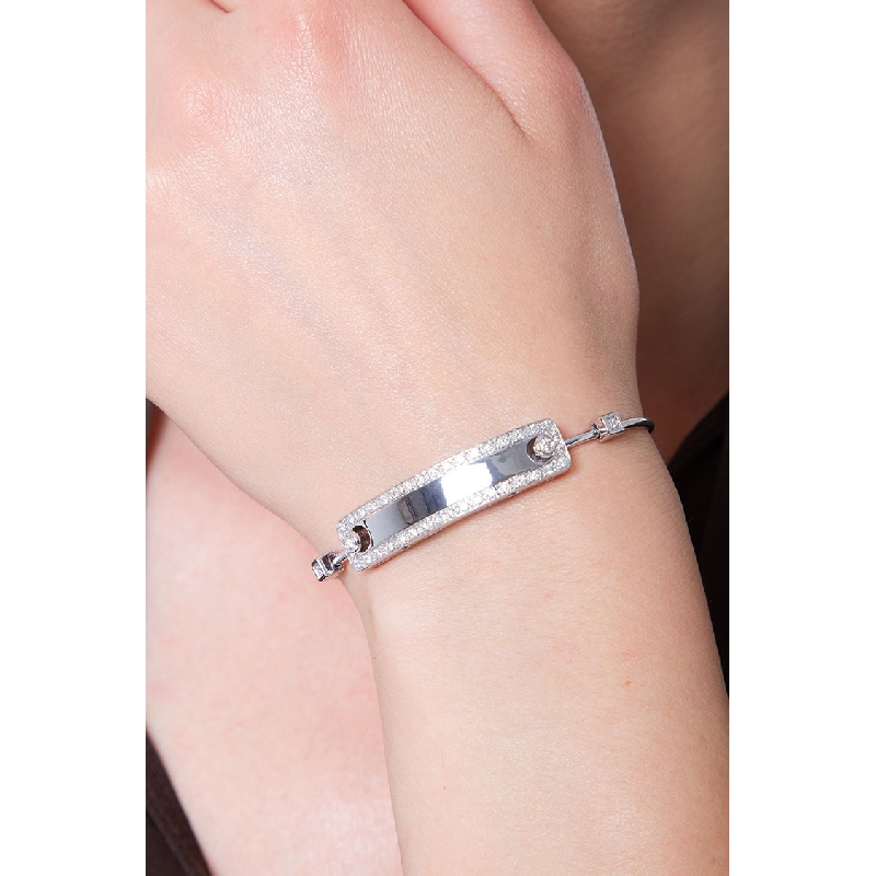 18k white gold bracelet with platelet with diamonds