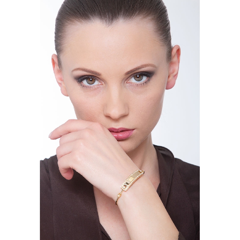 18k yellow gold platelet bracelet with diamonds