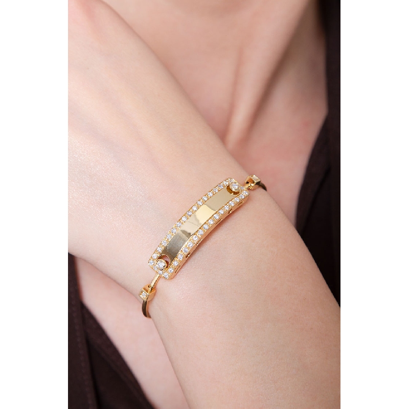 18k yellow gold platelet bracelet with diamonds