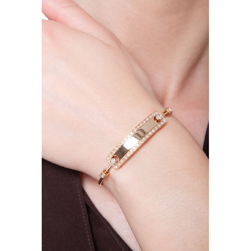 18k rose gold bracelet with platelet and diamonds 