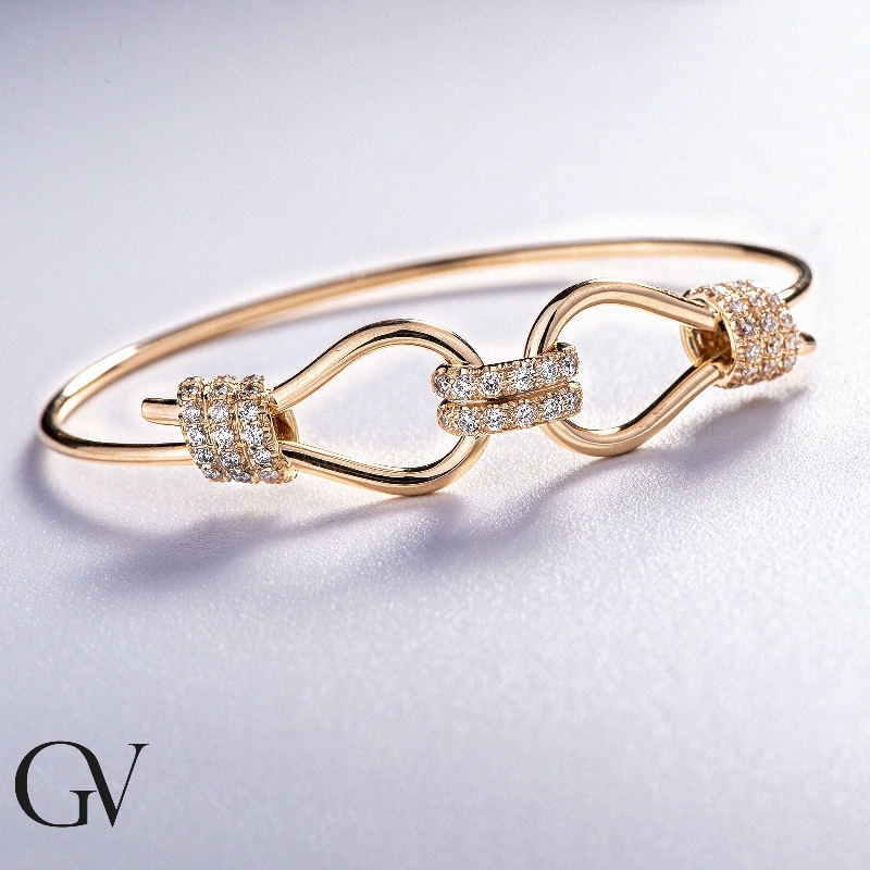 18k yellow gold rigid node bracelet with diamonds