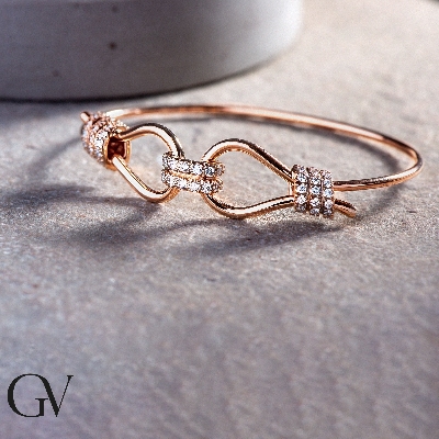 18k rose gold rigid node bracelet with diamonds