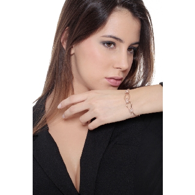 18k rose gold rigid node bracelet with diamonds