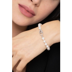 Bracciale di perle giapponesi di 6,5 mm e chiusura in oro bianco 18k e diamanti 2