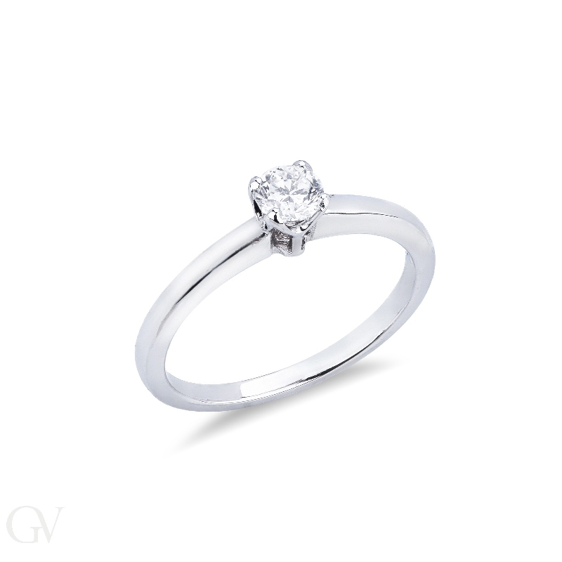 Solitaire ring in white gold 18k with diamond, ct 0,30