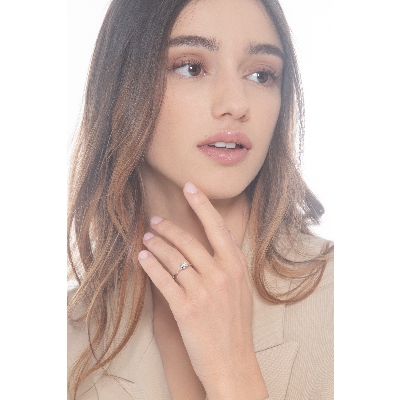 Solitaire ring in white gold 18k with diamond, ct 0,40