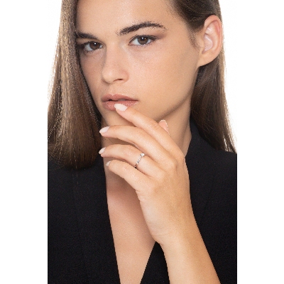 4 claw Solitaire diamond ring 0,15 ct Valentino Model white gold 18k