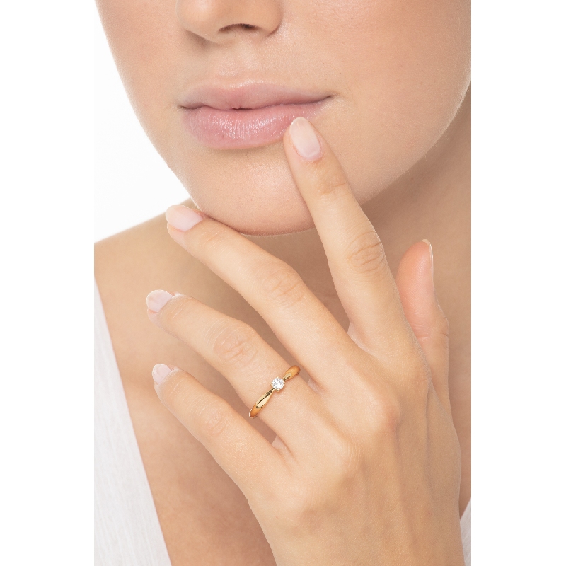 Yellow gold 18k 4 claw solitaire diamond ring 0,20ct