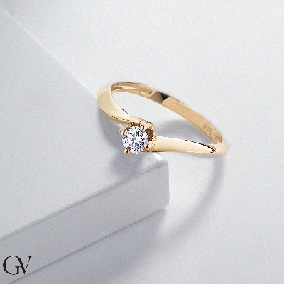 Anello da proposta Emozione con diamante 0,20 ct in oro giallo 18k