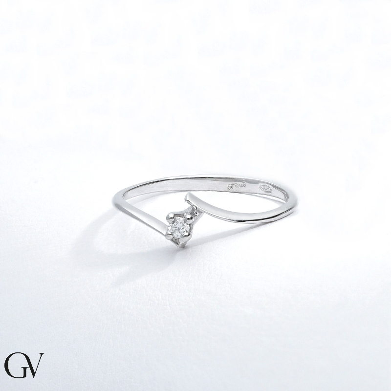 Solitaire diamond ring 0,04 ct white gold 18k 